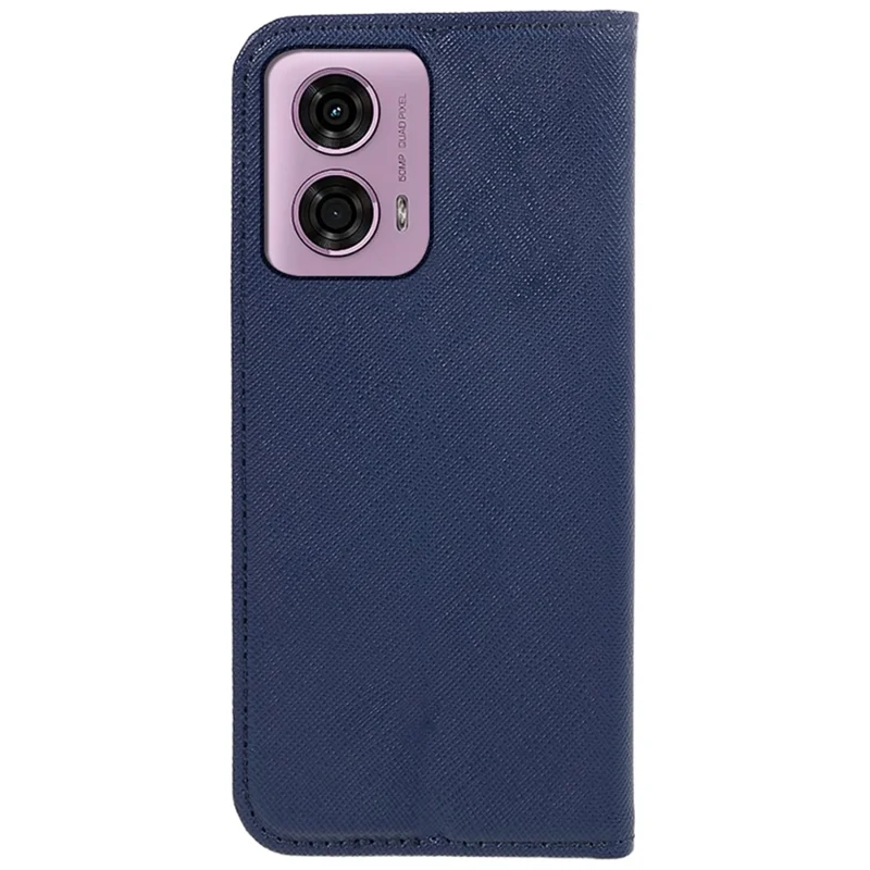 For Motorola Moto E14 4G / G04 4G / G04s 4G / G24 4G Magnetic Phone Shell Wallet PU Leather Cell Phone Case - Dark Blue
