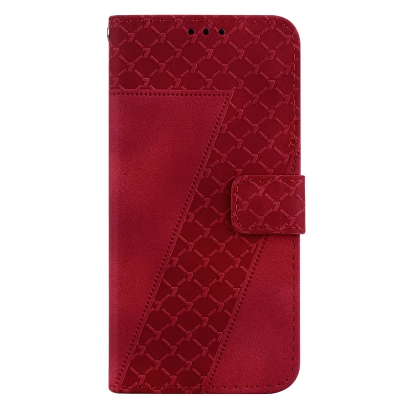 Leerhoesje voor Google Pixel 8a met 7-vormig reliëf, inklapbare standaard en portemonnee - Rood