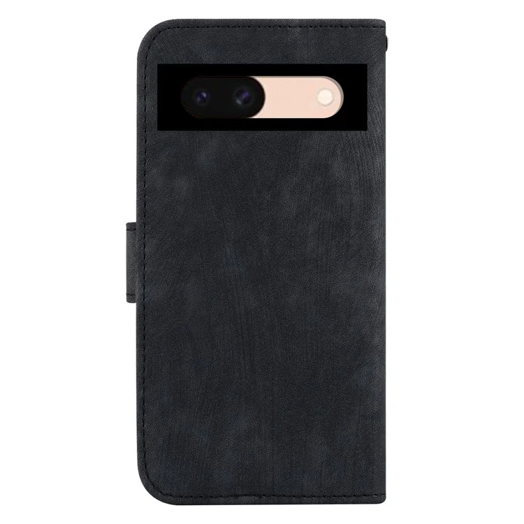 For Google Pixel 8a Case Cute Tiger Imprinted Leather Full Protection Phone Cover - Black