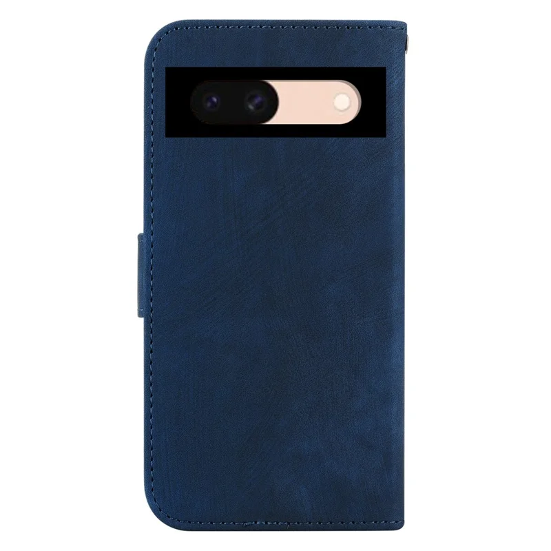 For Google Pixel 8a Case Cute Tiger Imprinted Leather Full Protection Phone Cover - Dark Blue