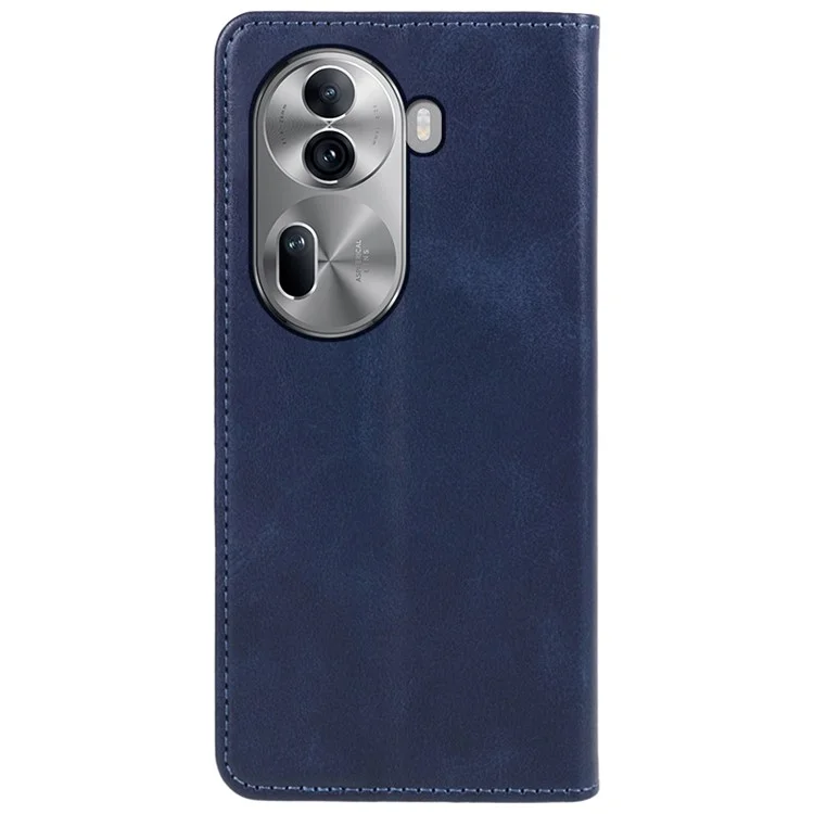 For Oppo Reno11 5G (Global) Case Solid Color Calf Texture PU Leather Drop-proof Phone Cover - Blue