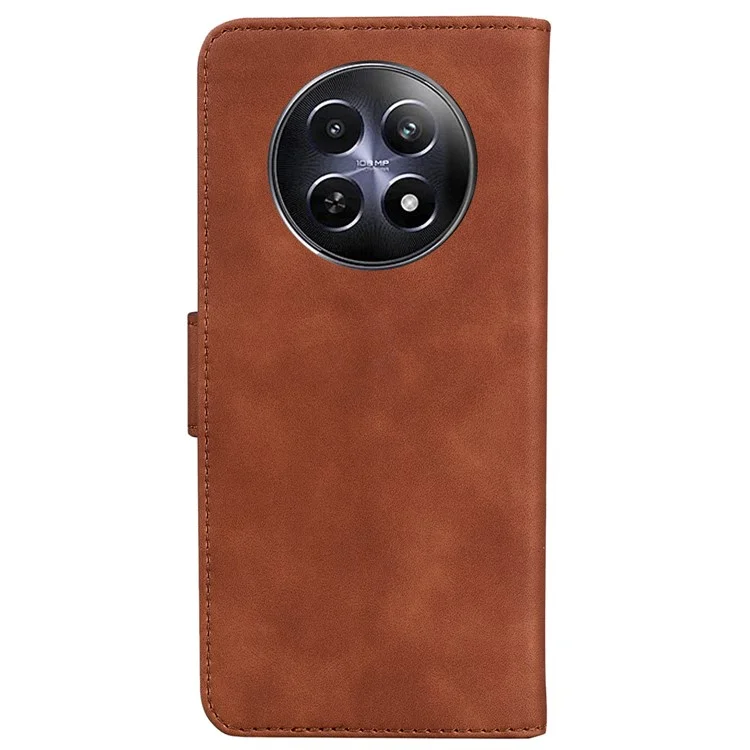 Per Realme 12 5G / 12x 5G Custodia Colore Solido Portafoglio in Pelle Flip Cover per Telefono - Marrone