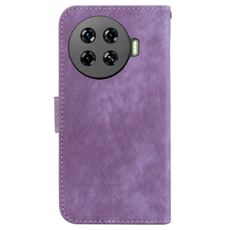 For TECNO Spark 20 Pro+ Phone Case Cute Tiger Imprinted Leather Wallet Cover - Purple