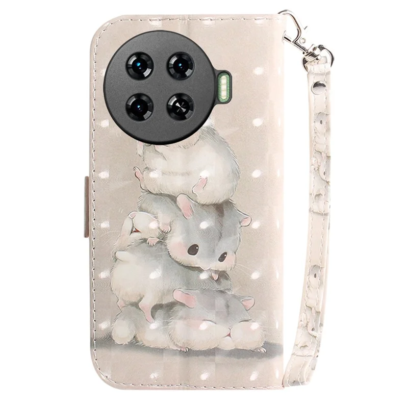 For TECNO Spark 20 Pro+ Case with Strap Pattern Printed Leather Wallet Phone Cover - Stacking Squirrels