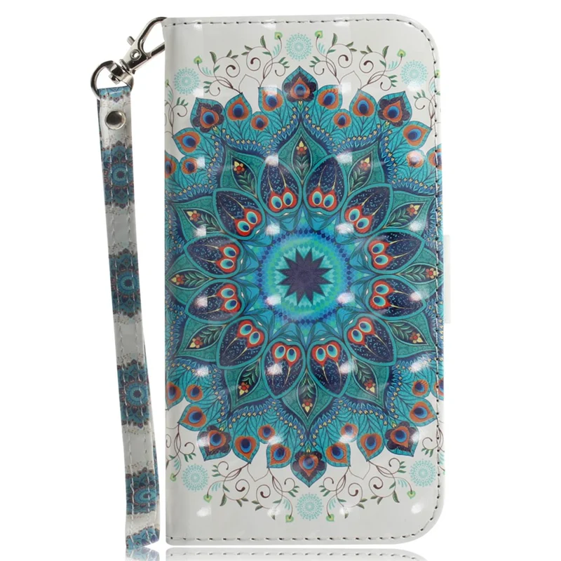 For TECNO Spark 20 Pro+ Case with Strap Pattern Printed Leather Wallet Phone Cover - Peacock Wreath