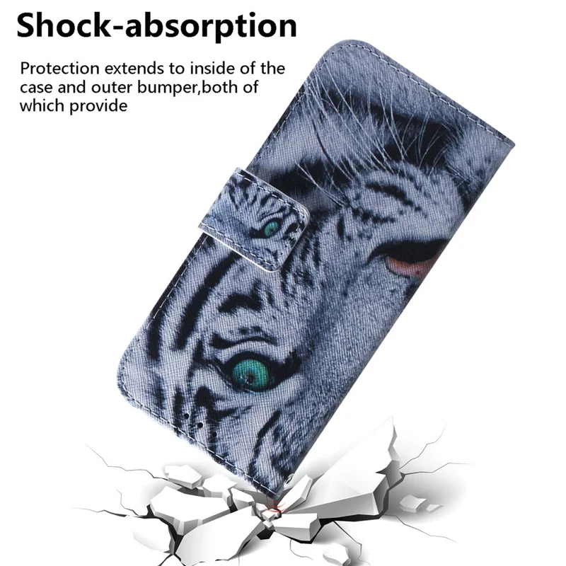 For TECNO Spark 20 Pro+ Anti-Scratch Case Pattern Printing Wallet Stand Phone Cover - Tiger