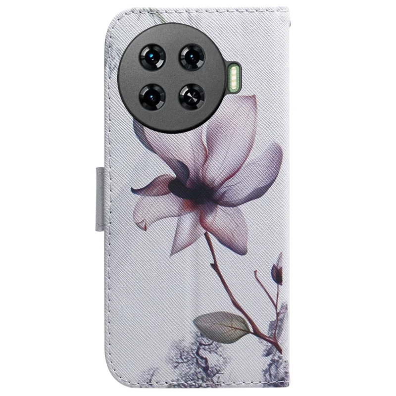 For TECNO Spark 20 Pro+ Anti-Scratch Case Pattern Printing Wallet Stand Phone Cover - Pink Flower