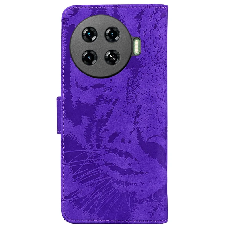 For TECNO Spark 20 Pro+ Wallet Case Tiger Pattern PU Leather Full Protection Phone Cover - Purple