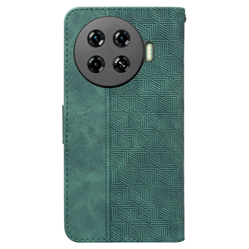 For TECNO Spark 20 Pro+ Magnetic Phone Case Geometry Imprinted Card Holder Cover - Green