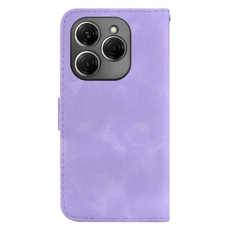 For TECNO Spark 20 Pro Wallet Case 7-Shape Imprint Foldable Leather Phone Cover - Purple