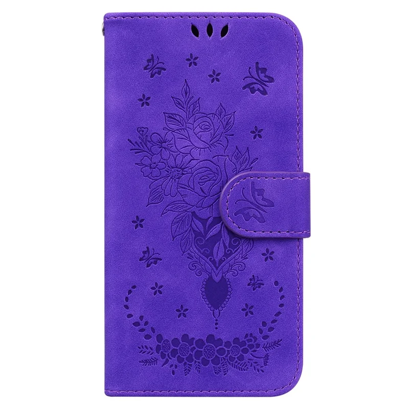 For TECNO Spark 20 Pro Case Flower Imprint Shockproof Leather Phone Cover - Purple