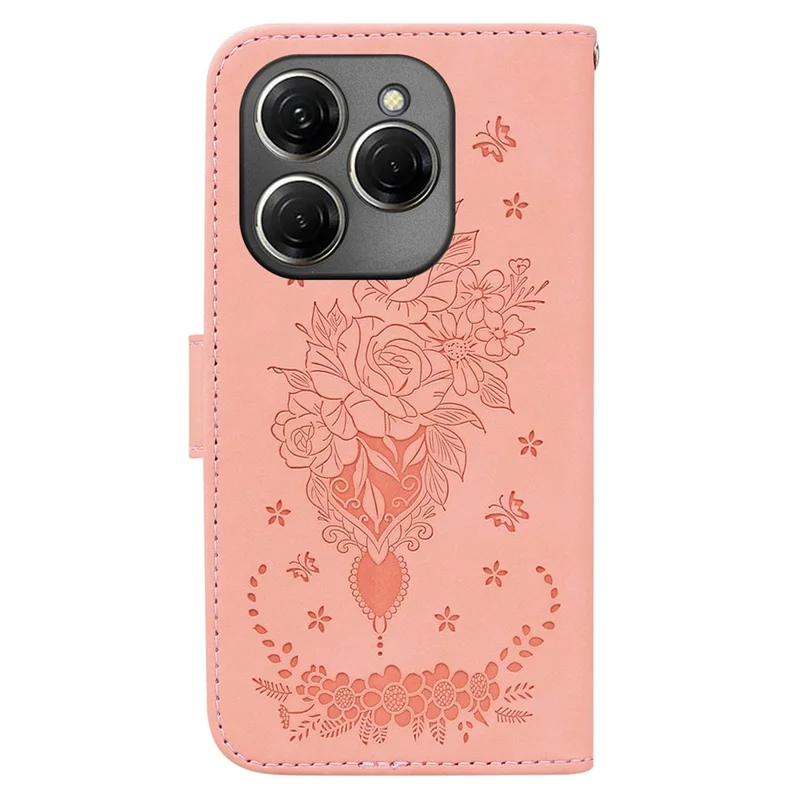 For TECNO Spark 20 Pro Case Flower Imprint Shockproof Leather Phone Cover - Pink