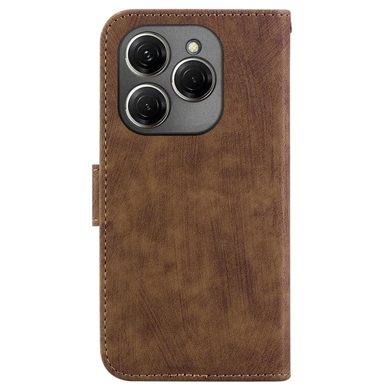 For TECNO Spark 20 Pro Wallet Case Cute Tiger Pattern Leather Phone Cover - Brown