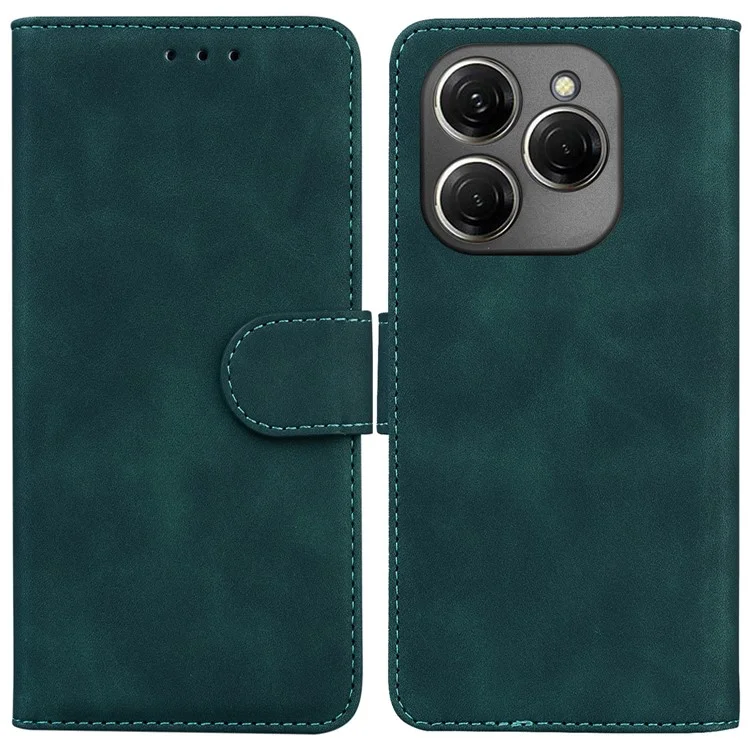 For TECNO Spark 20 Pro Case Solid Color Leather Wallet Flip Phone Cover - Green