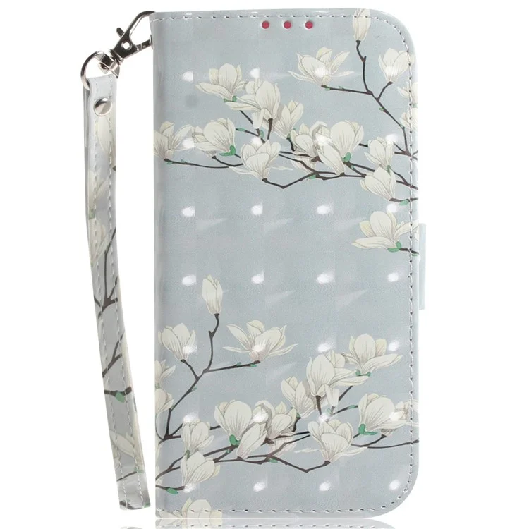 For TECNO Spark 20 Pro Case Pattern Printing Leather Wallet Cover with Strap - Magnolia