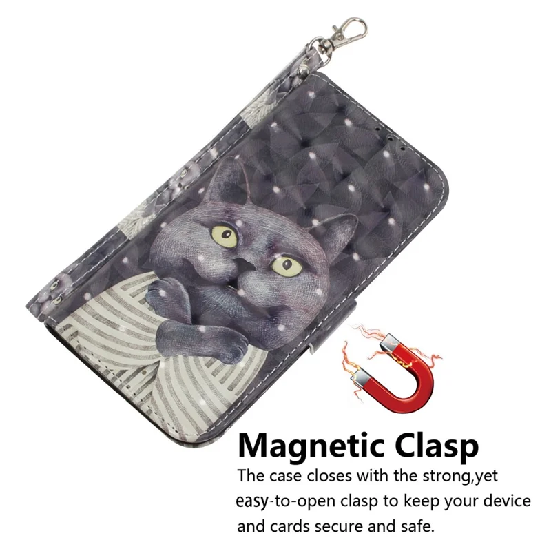 For TECNO Spark 20 Pro Case Pattern Printing Leather Wallet Cover with Strap - Embracing Cat