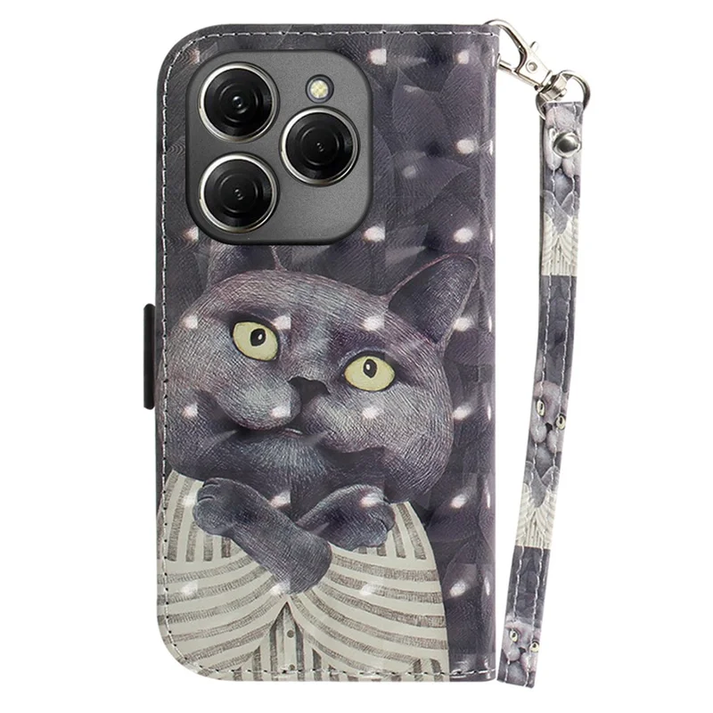 For TECNO Spark 20 Pro Case Pattern Printing Leather Wallet Cover with Strap - Embracing Cat