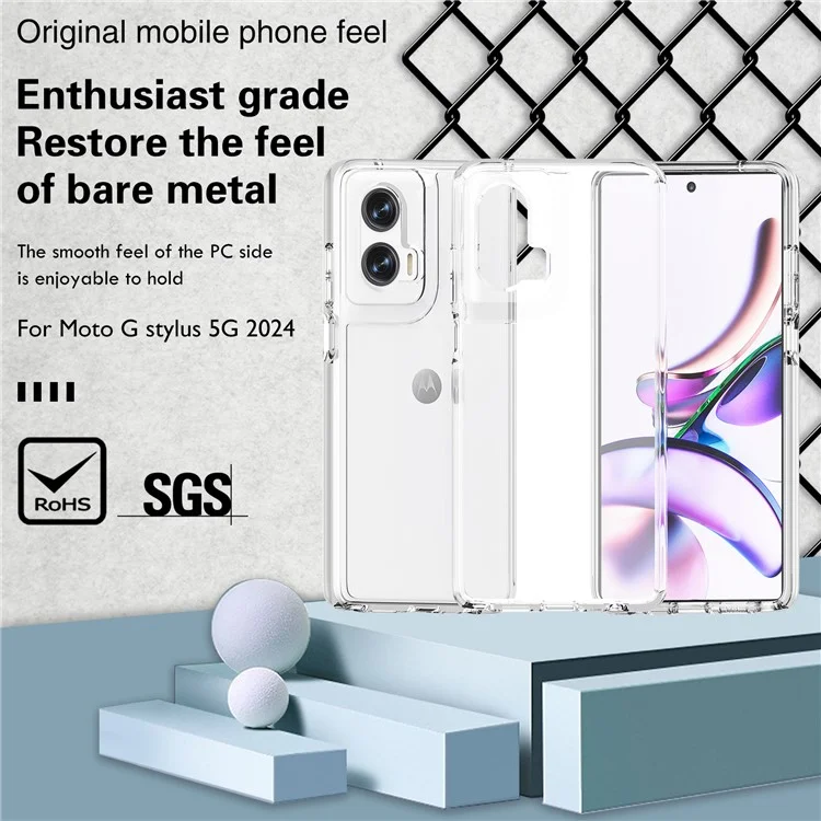 For Motorola Moto G Stylus 5G (2024) Case TPU+PC Transparent Phone Cover - Transparent White
