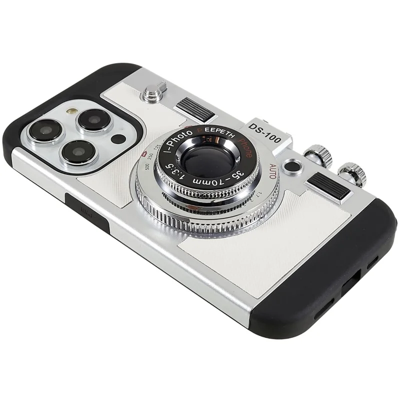 For iPhone 15 Pro Max Case with Lanyard Leather+TPU+PC Phone Cover Camera Design - White