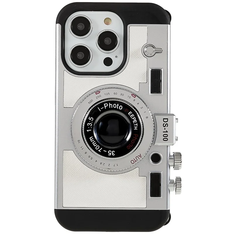 For iPhone 15 Pro Max Case with Lanyard Leather+TPU+PC Phone Cover Camera Design - White