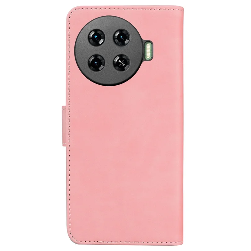 For TECNO Spark 20 Pro+ Phone Cover Solid Color Bump Proof Leather Flip Stand Case - Pink