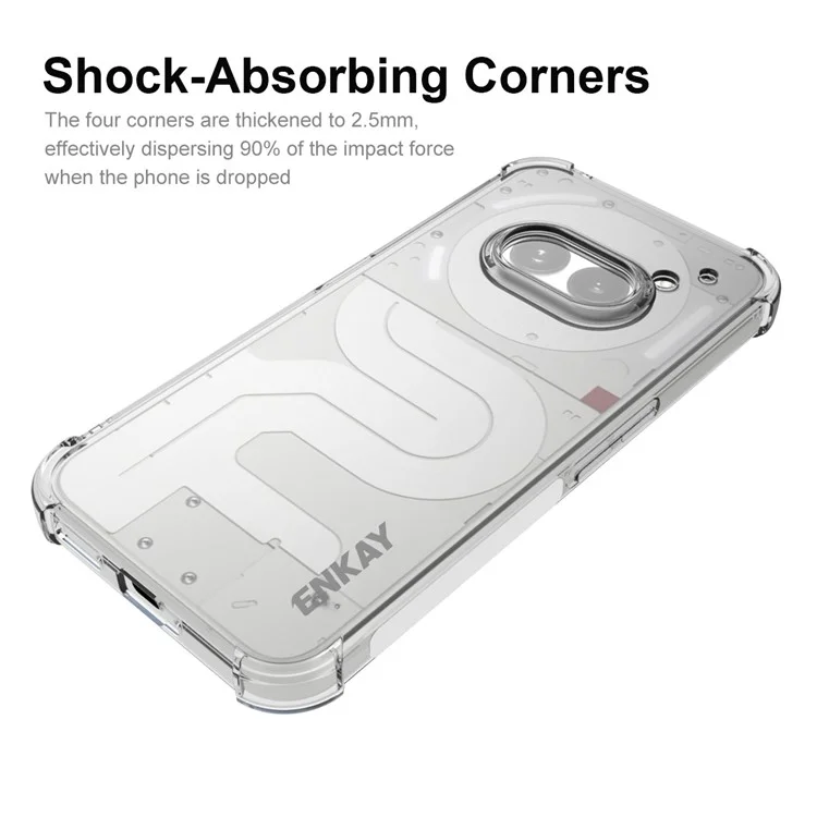 ENKAY HAT PRINCE Pour Nothing Phone (2a) Plus / Phone (2a) Cas Quatre Coins Renforcés Clair Couverture de Téléphone TPU