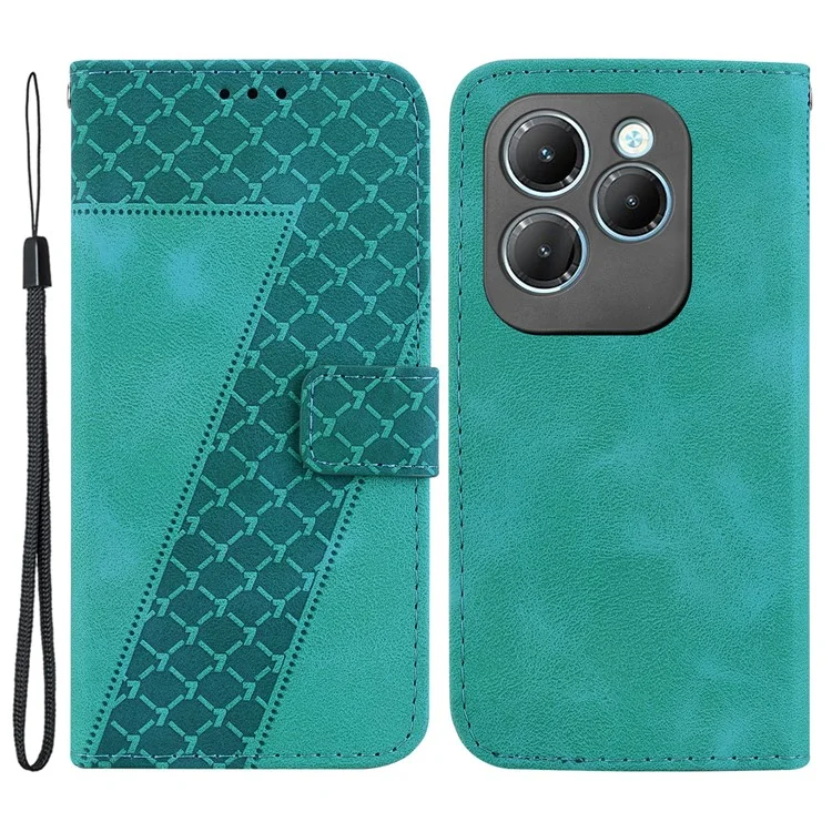 For Infinix Hot 40 / Hot 40 Pro Case 7-Shape PU Leather Wallet Phone Cover - Green