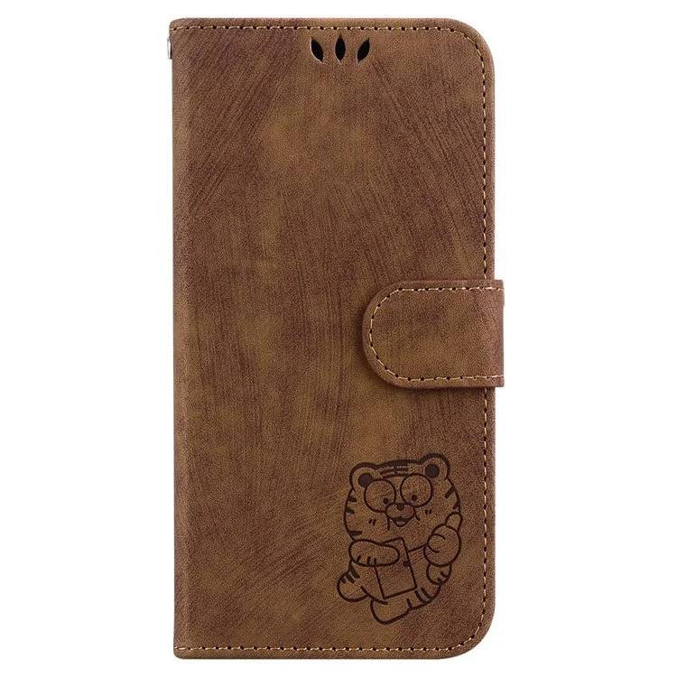 For Infinix Hot 40 / 40 Pro Case Cute Tiger Pattern Leather Wallet Phone Cover - Brown