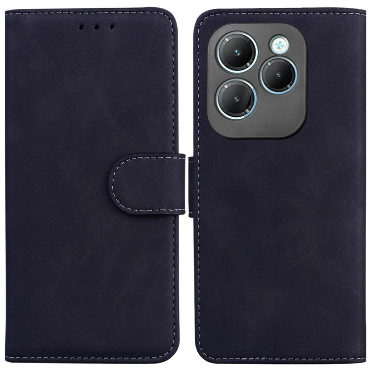 For Infinix Hot 40 / 40 Pro Shockproof Case Solid Color Leather Wallet Flip Phone Cover - Black