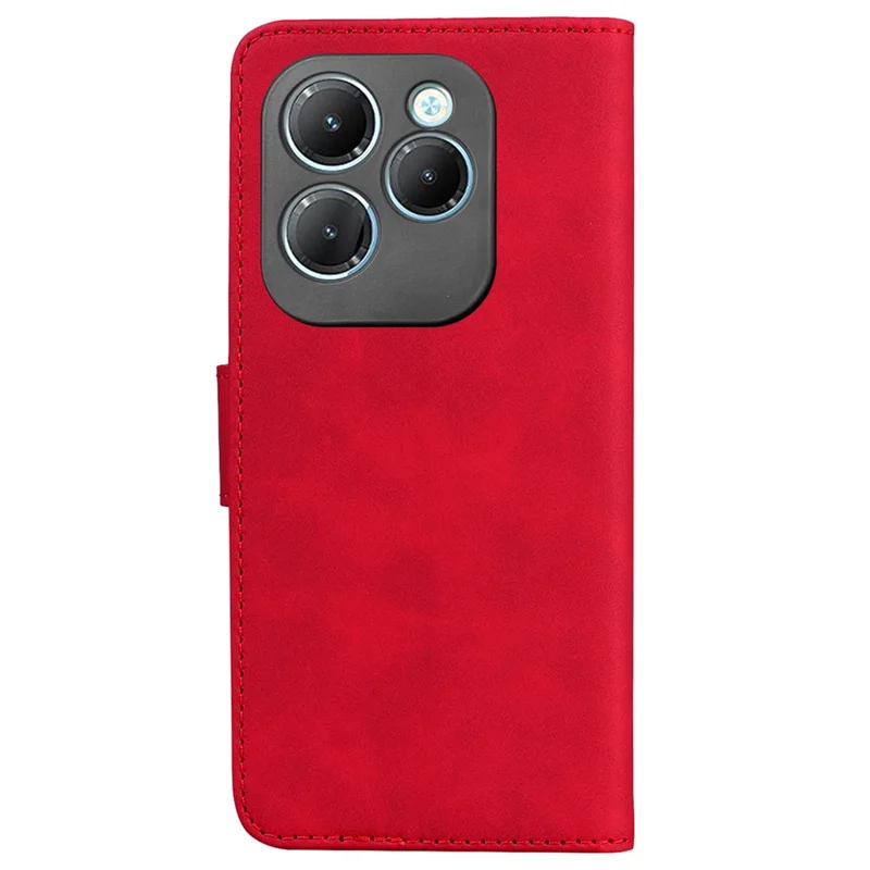 For Infinix Hot 40 / 40 Pro Shockproof Case Solid Color Leather Wallet Flip Phone Cover - Red