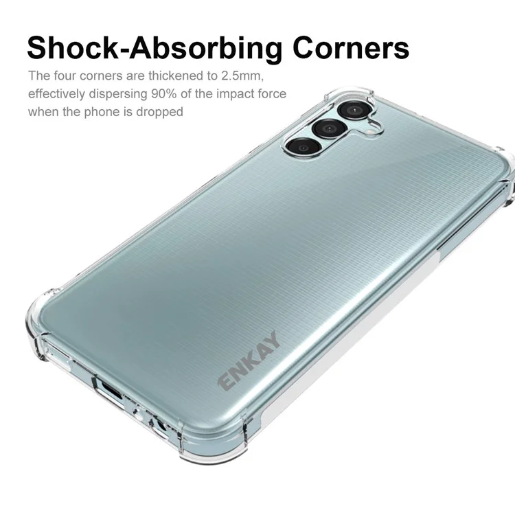 ENKAY HAT PRINCE Per Samsung Galaxy F15 5G / M15 5G Custodia Trasparente Rinforzo Angoli Quattro Angoli Custodia Protettiva TPU