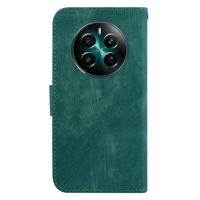 For Realme 12 4G / 12+ 5G / Narzo 70 Pro 5G Wallet Case Cute Tiger Pattern Leather Phone Cover - Green