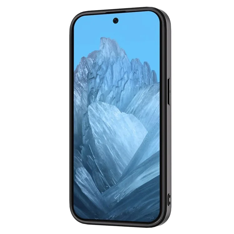 ABEEL для Google Pixel 9/Pixel 9 Pro Чехол для телефона Текстурированная кожаная покрытая ПК + ТПУ задняя крышка - Черный