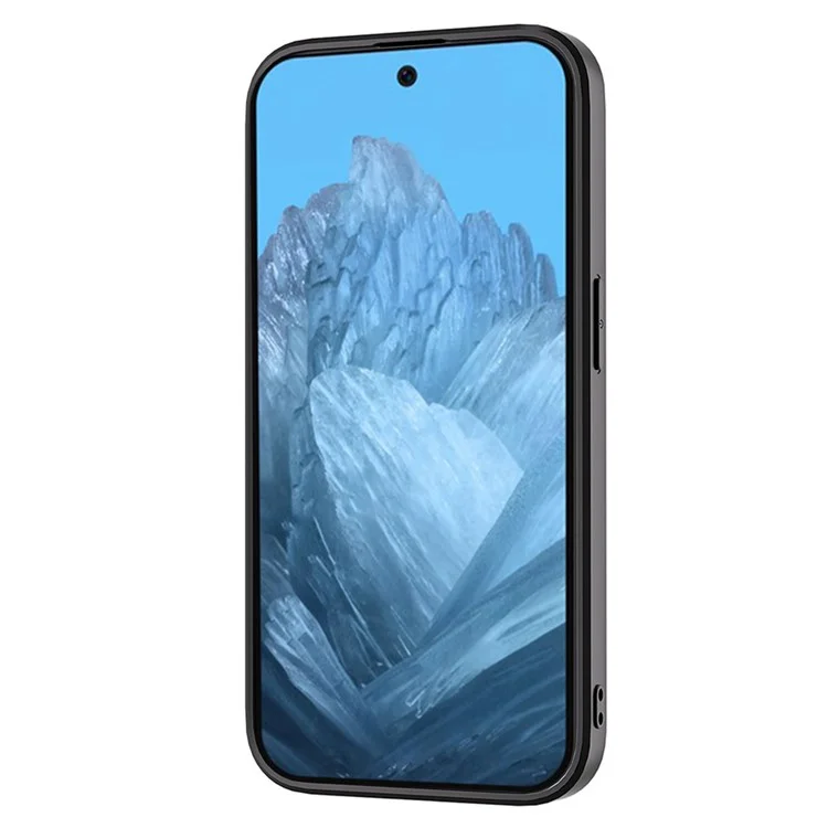 ABEEL для чехла Google Pixel 9 Pro XL Текстурированная кожаная покрытая ПК+ТПУ задняя крышка телефона - Черный