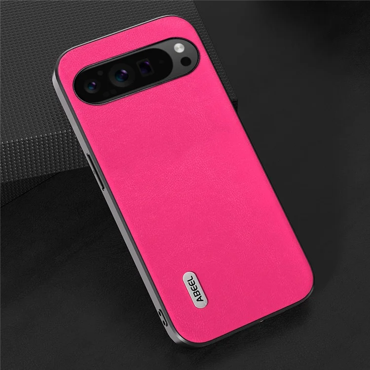 ABEEL For Google Pixel 10 Pro XL / 9 Pro XL Case Textured Leather Coated PC+TPU Back Phone Cover - Rose