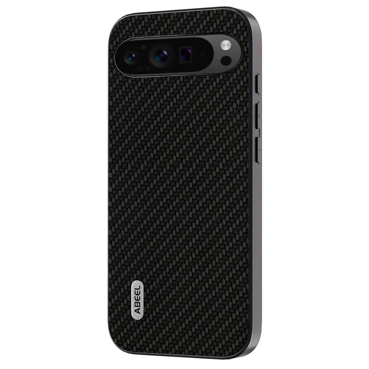 ABEEL Per Google Pixel 9 Pro XL Case LPU+PC+TPU Custodia per Cellulare Texture in Fibra di Carbonio - Nera