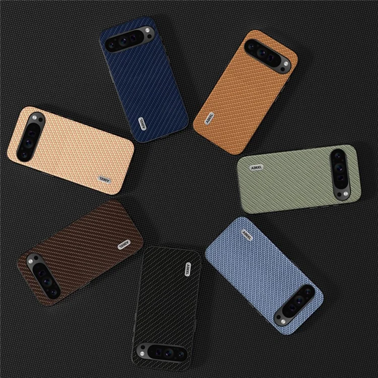 ABEEL Per Google Pixel 9 Pro XL Case LPU+PC+TPU Custodia per Cellulare Texture in Fibra di Carbonio - Nera