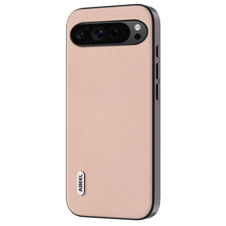 ABEEL Pour Google Pixel 9 Pro XL Case Litchi Textured Cowhide Leather Coated TPU+PC Phone Cover - Pink