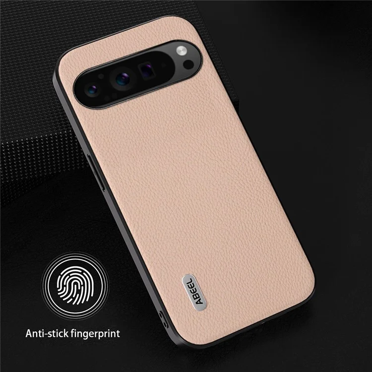 ABEEL Pour Google Pixel 9 Pro XL Case Litchi Textured Cowhide Leather Coated TPU+PC Phone Cover - Pink