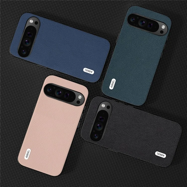ABEEL Pour Google Pixel 9 Pro XL Case Litchi Textured Cowhide Leather Coated TPU+PC Phone Cover - Pink