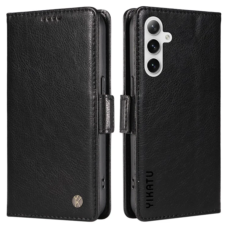 YIKATU YK-007 para Samsung Galaxy S25+ / S24+ Funda magnética de piel sintética + TPU a prueba de arañazos - Negro