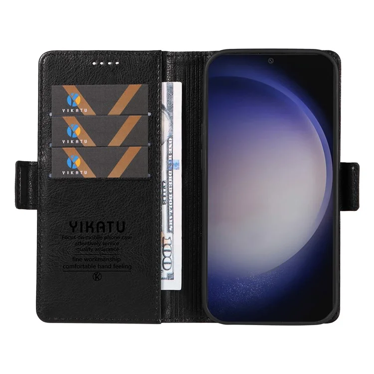YIKATU YK-007 para Samsung Galaxy S25+ / S24+ Funda magnética de piel sintética + TPU a prueba de arañazos - Negro