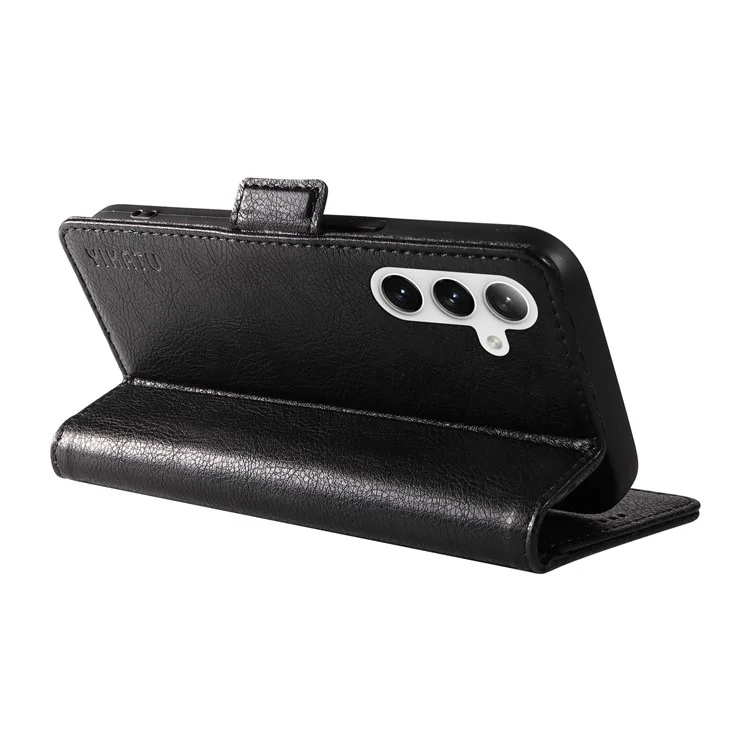 YIKATU YK-007 para Samsung Galaxy S25+ / S24+ Funda magnética de piel sintética + TPU a prueba de arañazos - Negro