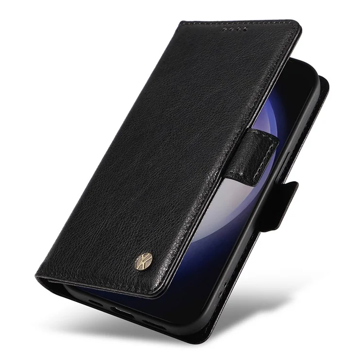 YIKATU YK-007 para Samsung Galaxy S25+ / S24+ Funda magnética de piel sintética + TPU a prueba de arañazos - Negro