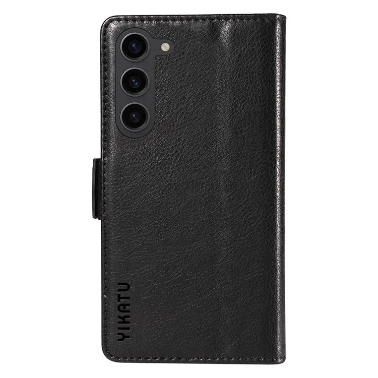YIKATU YK-007 For Samsung Galaxy S23 Leather Case Magnetic Clasp Wallet Stand Cover - Black