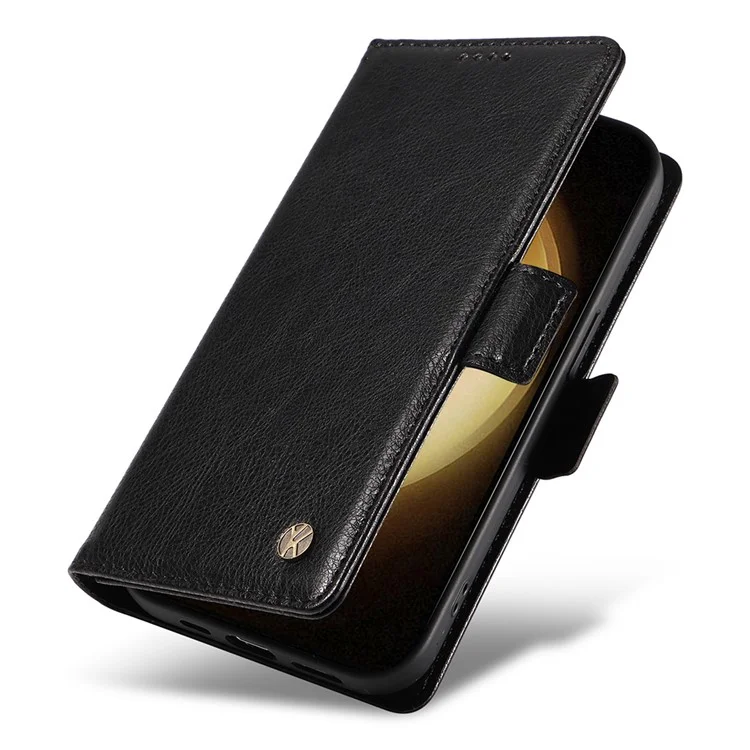 YIKATU YK-007 For Samsung Galaxy S23+ Wallet Case Litchi Texture Leather Flip Phone Cover - Black