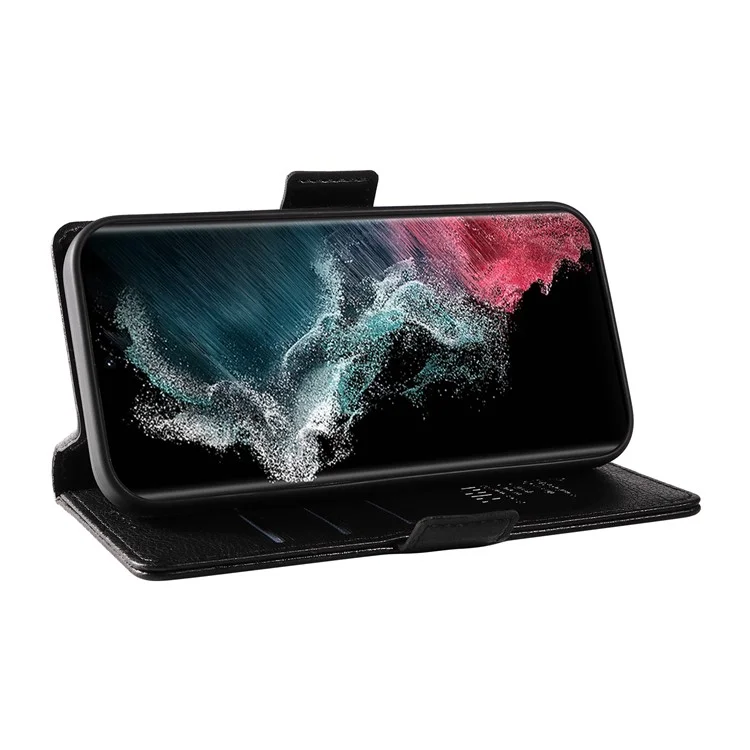 Étui pour téléphone YIKATU YK-007 pour Samsung Galaxy S23 Ultra Housse en cuir PU anti-chute + couverture portefeuille TPU - Noir