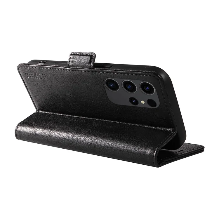 Étui pour téléphone YIKATU YK-007 pour Samsung Galaxy S23 Ultra Housse en cuir PU anti-chute + couverture portefeuille TPU - Noir