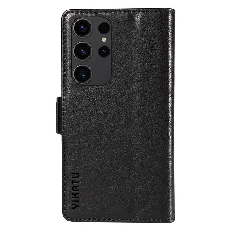 Étui pour téléphone YIKATU YK-007 pour Samsung Galaxy S23 Ultra Housse en cuir PU anti-chute + couverture portefeuille TPU - Noir