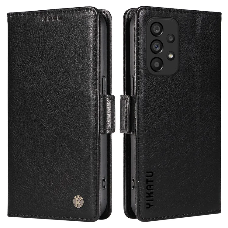 YIKATU YK-007 For Samsung Galaxy A53 5G Magnetic Case Shockproof Leather+TPU Cover with Card Holder - Black